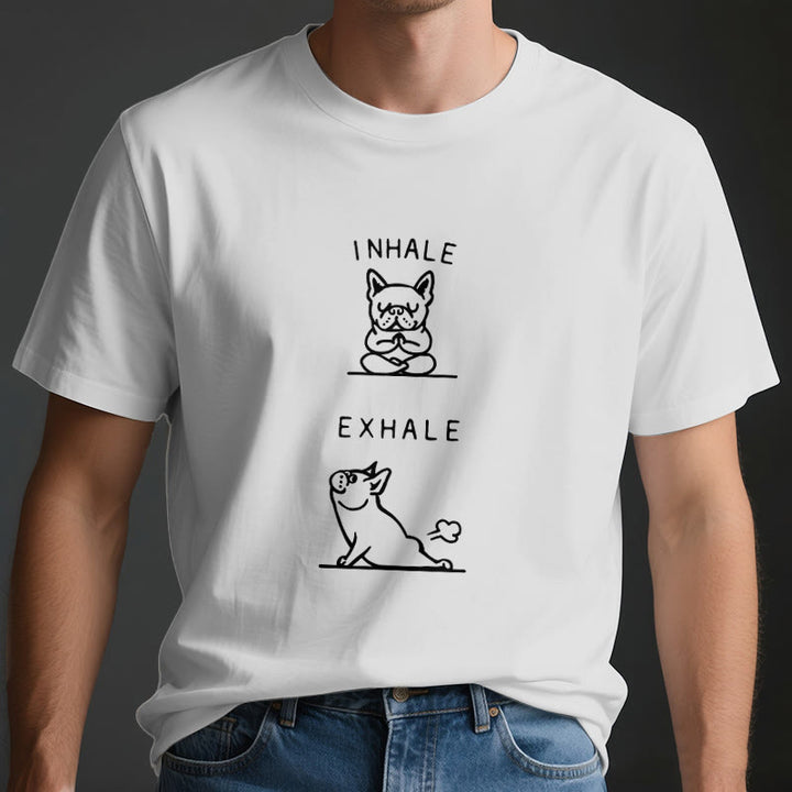 Camiseta espiritual divertida "Inhala y exhala" de Olivenorma Bulldog - image 4