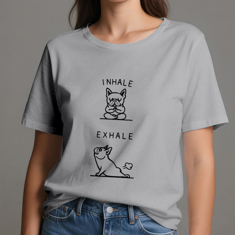 Camiseta espiritual divertida "Inhala y exhala" de Olivenorma Bulldog - image 9