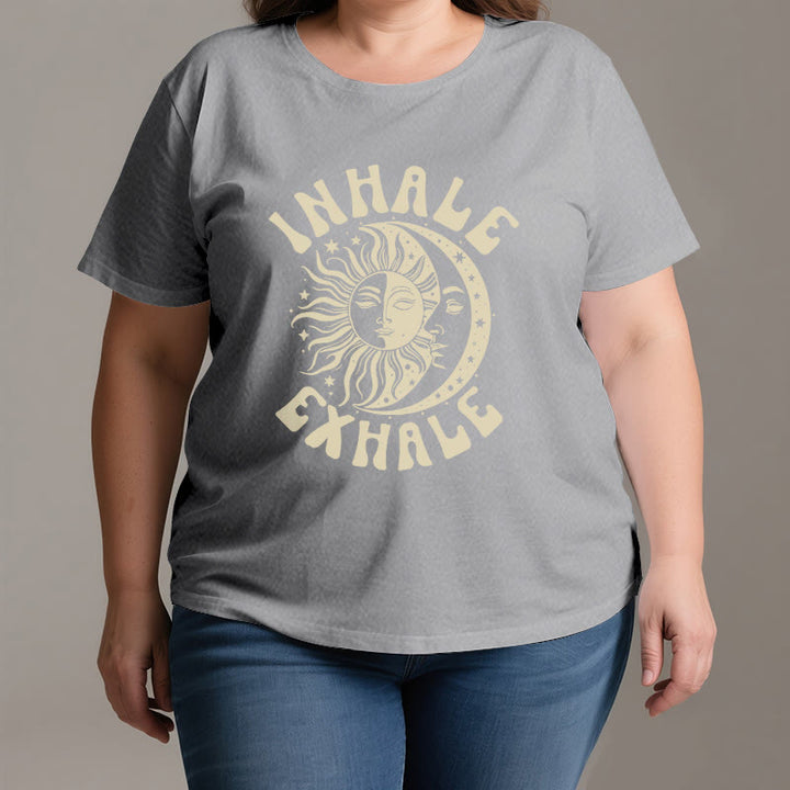 Camiseta espiritual "Inhala, exhala" de Olivenorma , Sol y Luna - image 3