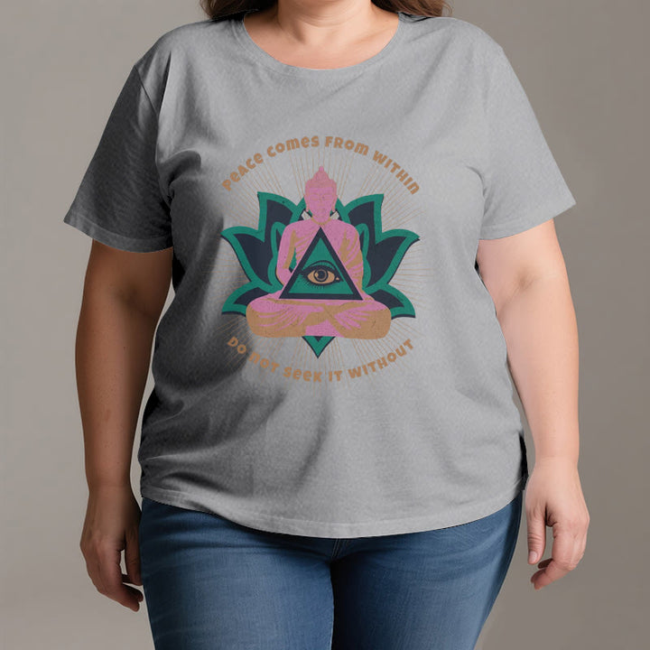 Olivenorma "La paz viene de dentro" Camiseta espiritual Buda Loto - image 3