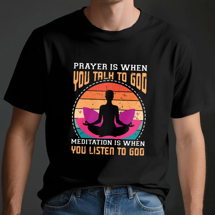 Olivenorma "La meditación es escuchar a Dios" Camiseta de yoga espiritual - image 4