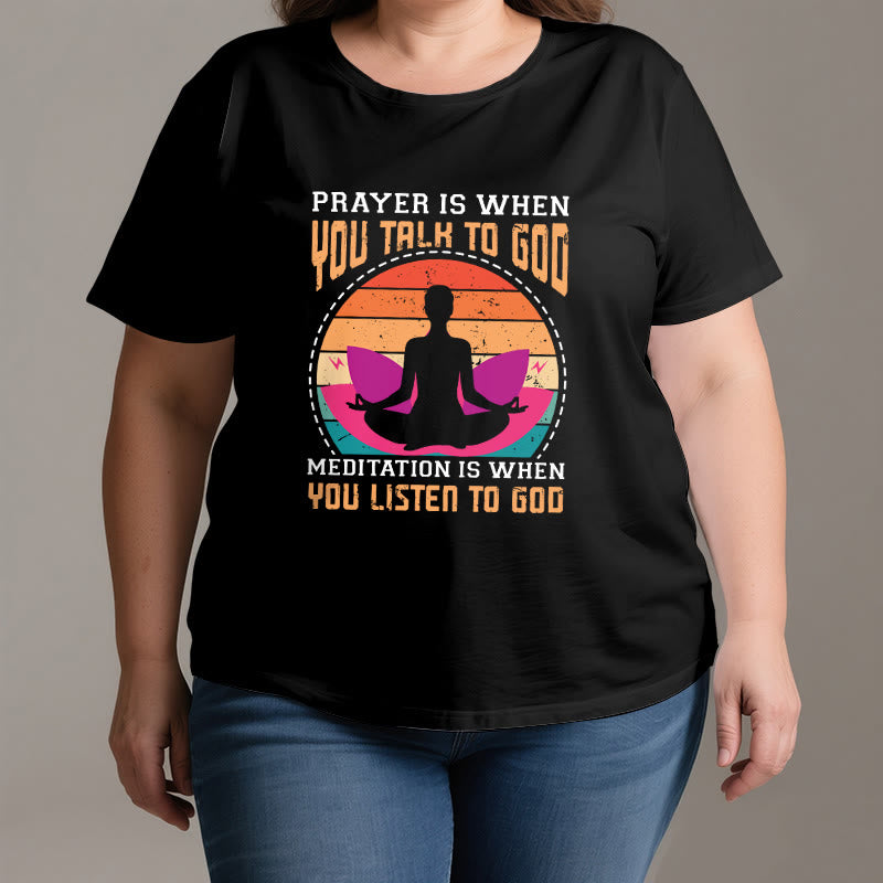 Olivenorma "La meditación es escuchar a Dios" Camiseta de yoga espiritual - image 3