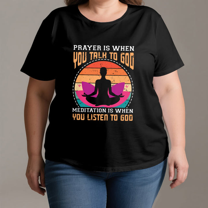 Olivenorma "La meditación es escuchar a Dios" Camiseta de yoga espiritual - image 3