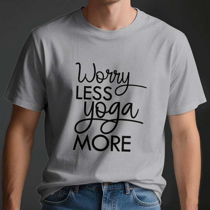 Camiseta Olivenorma "Preocúpate menos, haz más yoga" para amantes del yoga. Camiseta de meditación. - image 4