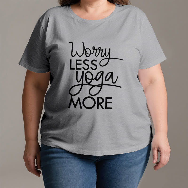 Camiseta Olivenorma "Preocúpate menos, haz más yoga" para amantes del yoga. Camiseta de meditación. - image 3