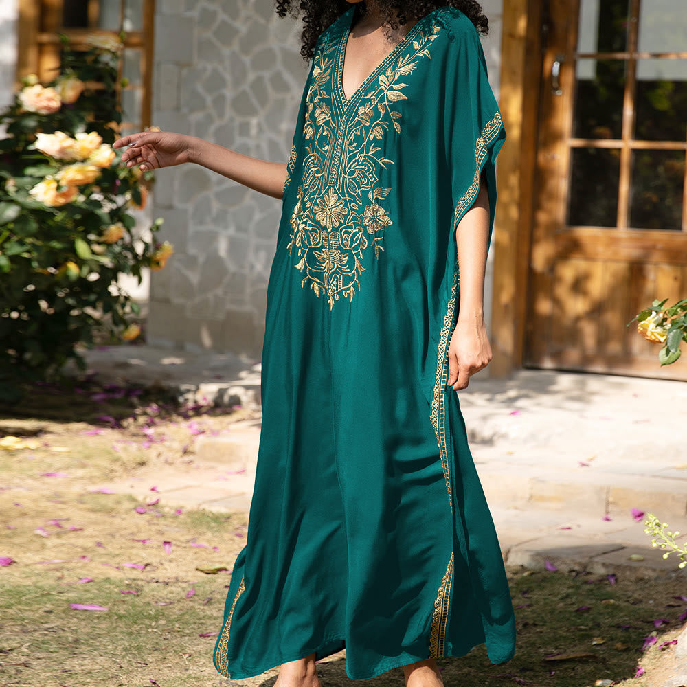 Vestido caftán playero Olivenorma con bordados para vacaciones