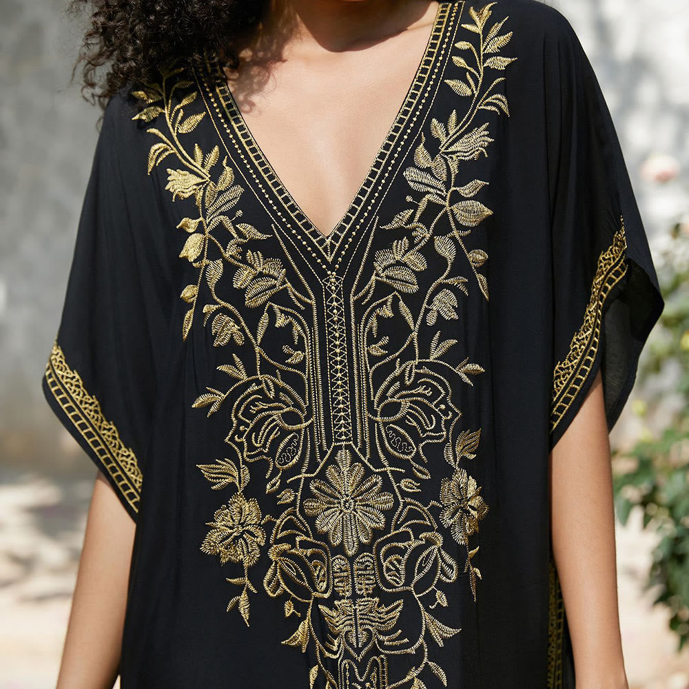 Vestido caftán playero Olivenorma con bordados para vacaciones
