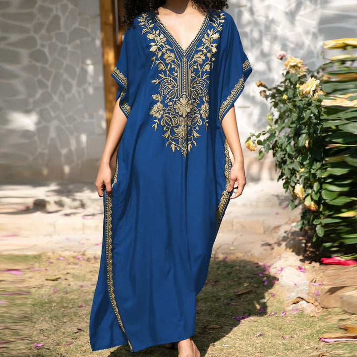 Vestido caftán playero Olivenorma con bordados para vacaciones