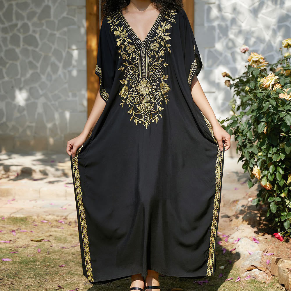 Vestido caftán playero Olivenorma con bordados para vacaciones