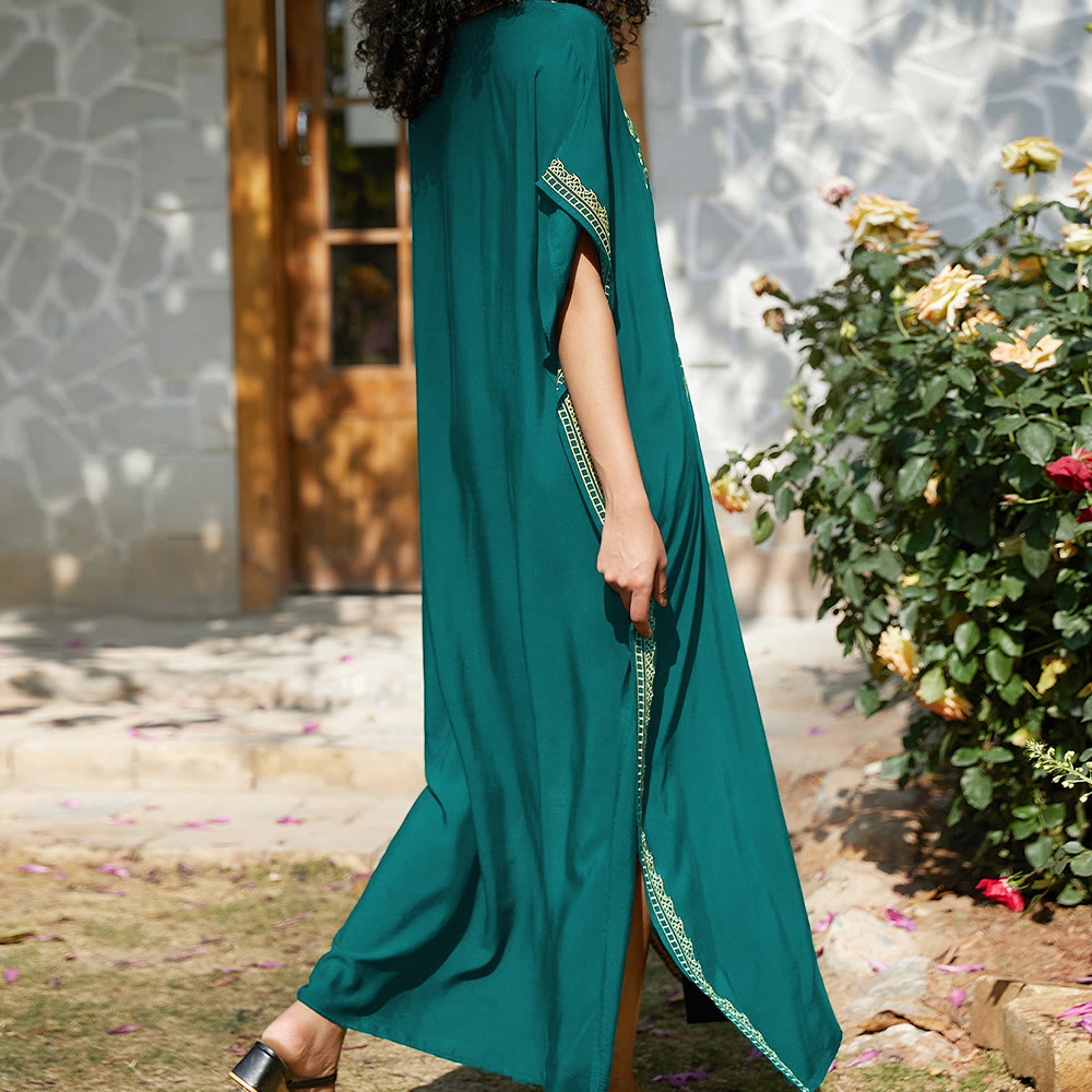 Vestido caftán playero Olivenorma con bordados para vacaciones