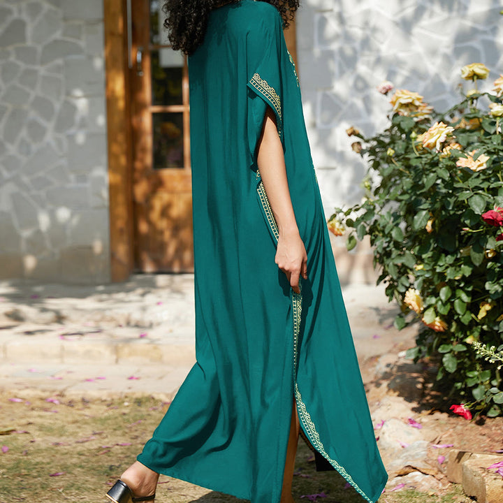 Vestido caftán playero Olivenorma con bordados para vacaciones