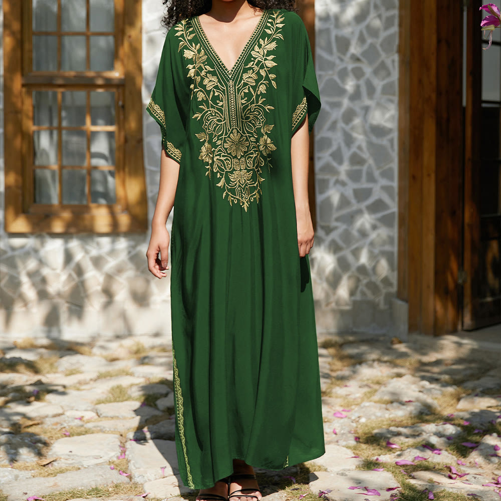 Vestido caftán playero Olivenorma con bordados para vacaciones