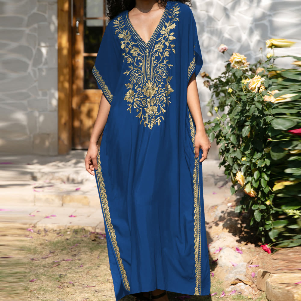 Vestido caftán playero Olivenorma con bordados para vacaciones