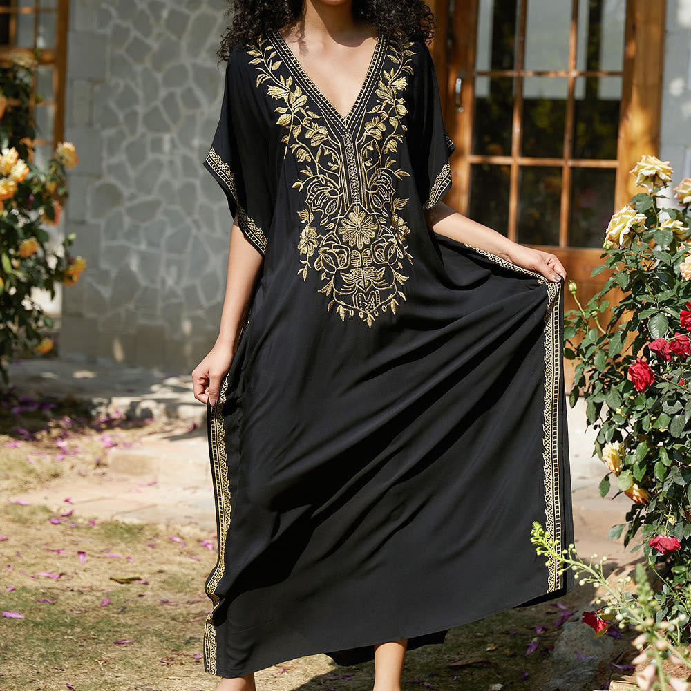 Vestido caftán playero Olivenorma con bordados para vacaciones