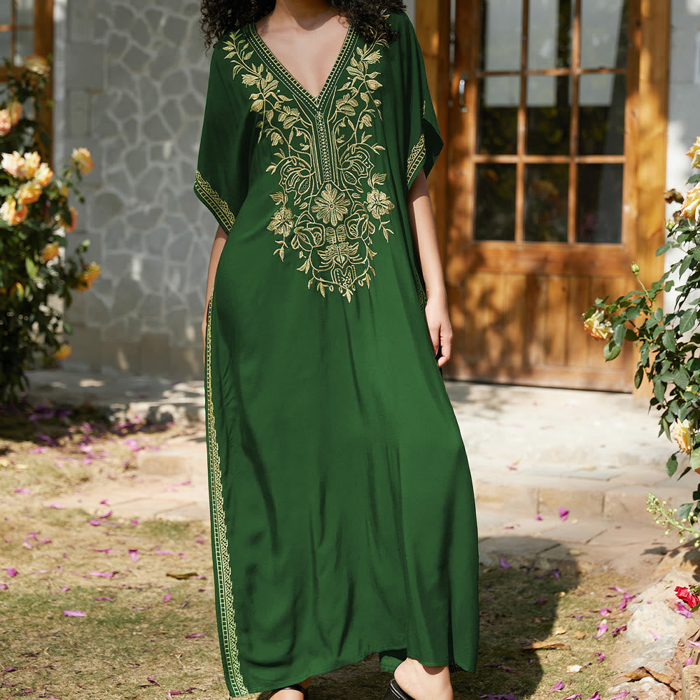 Vestido caftán playero Olivenorma con bordados para vacaciones