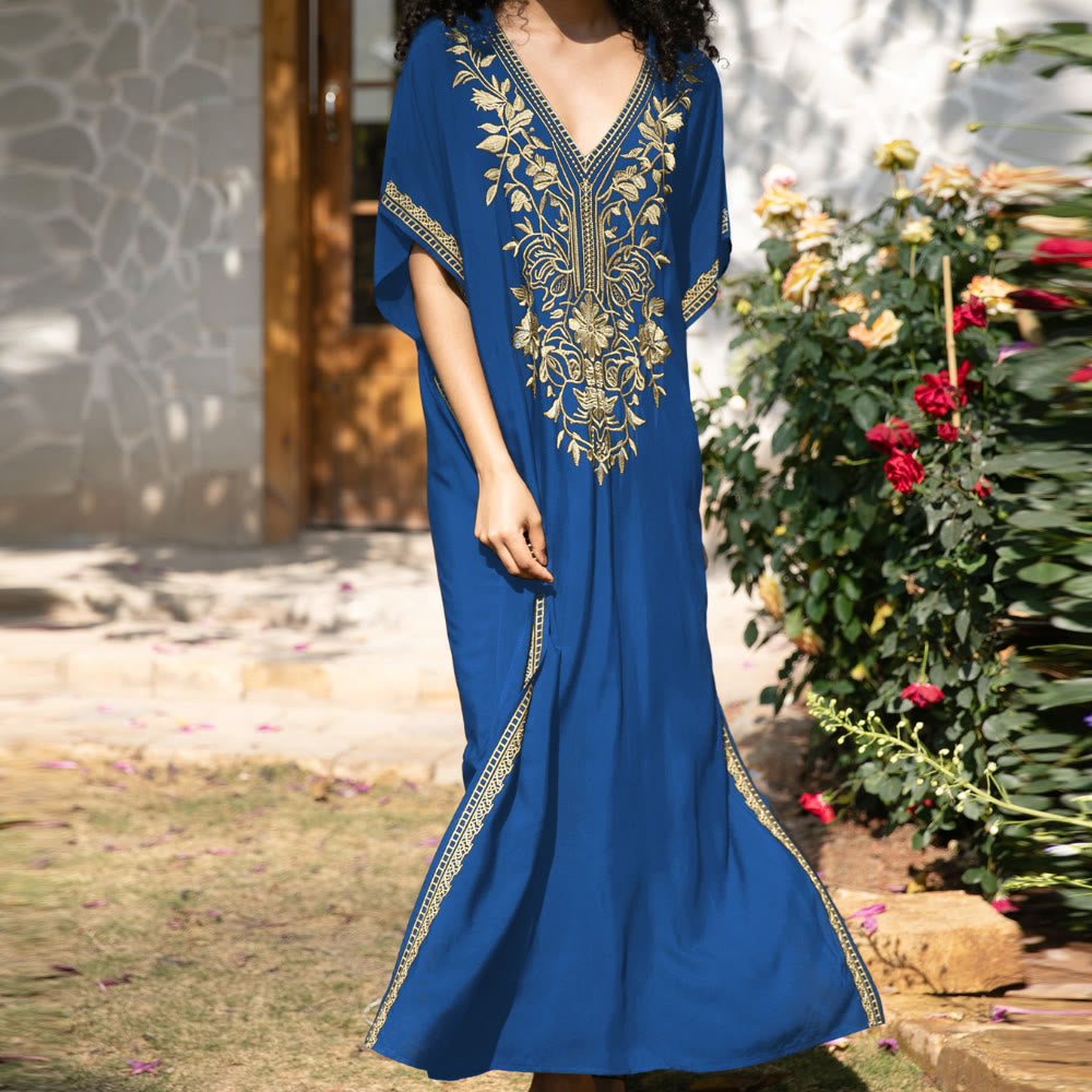 Vestido caftán playero Olivenorma con bordados para vacaciones