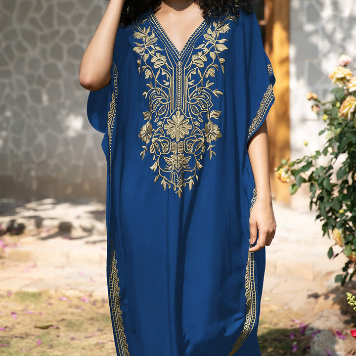 Vestido caftán playero Olivenorma con bordados para vacaciones