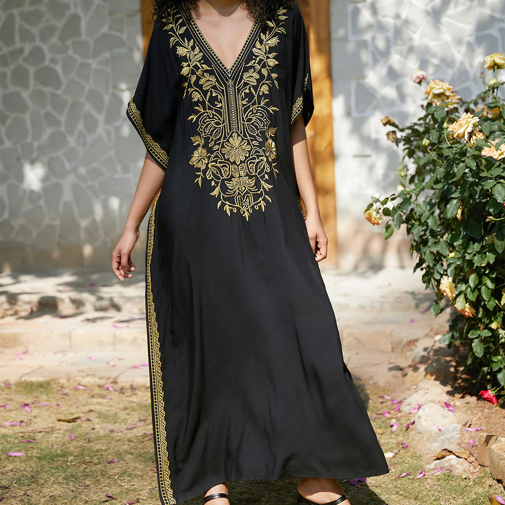 Vestido caftán playero Olivenorma con bordados para vacaciones