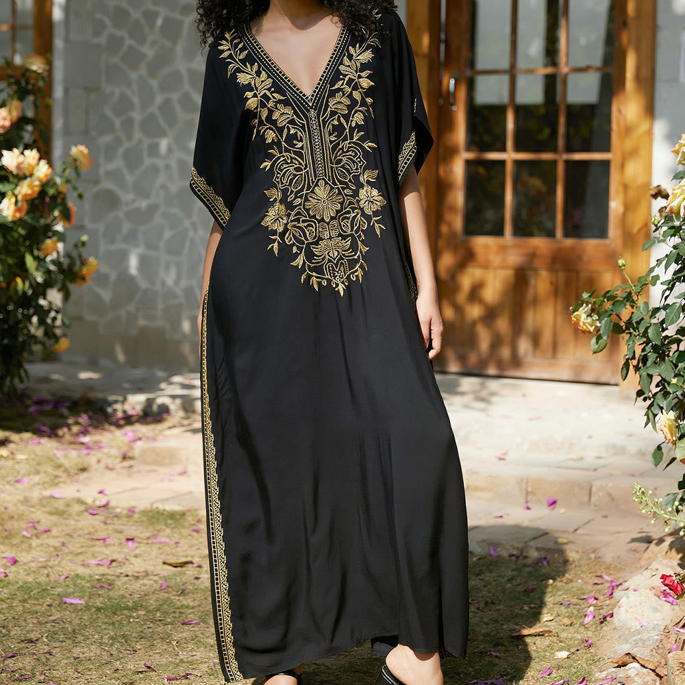 Vestido caftán playero Olivenorma con bordados para vacaciones