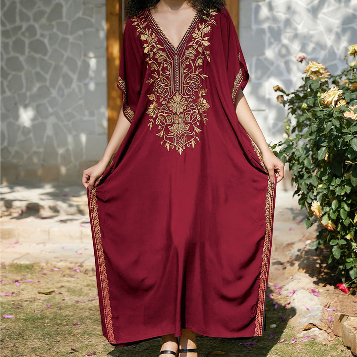 Vestido caftán playero Olivenorma con bordados para vacaciones