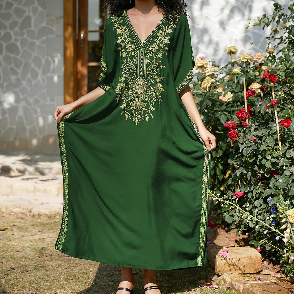 Vestido caftán playero Olivenorma con bordados para vacaciones