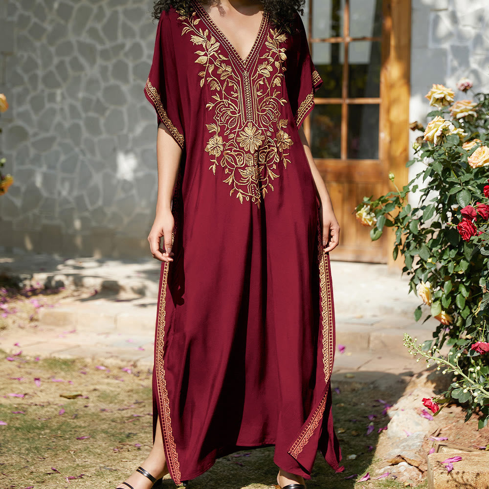 Vestido caftán playero Olivenorma con bordados para vacaciones