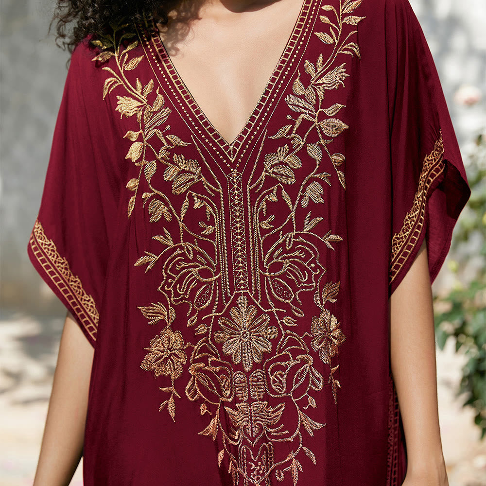 Vestido caftán playero Olivenorma con bordados para vacaciones