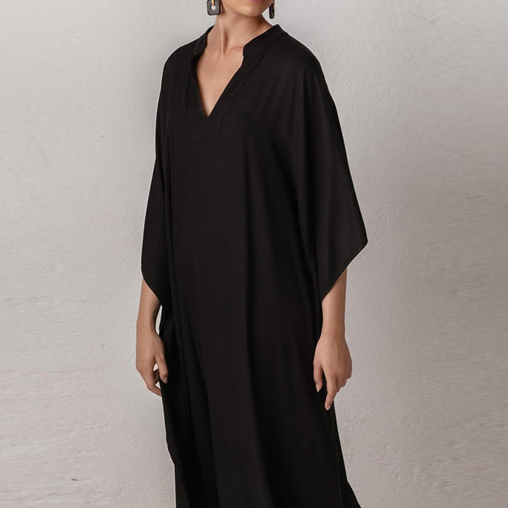 Vestido caftán playero Olivenorma de poliéster sedoso