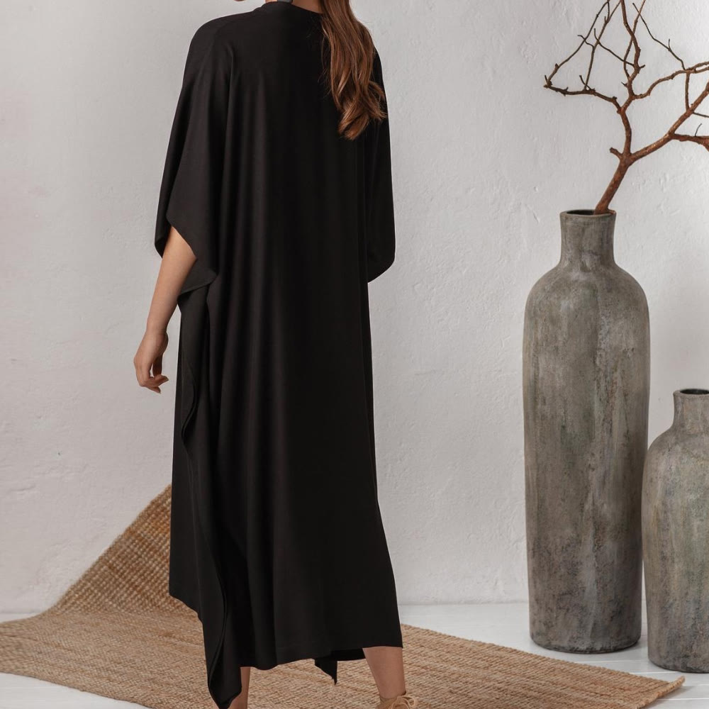 Vestido caftán playero Olivenorma de poliéster sedoso