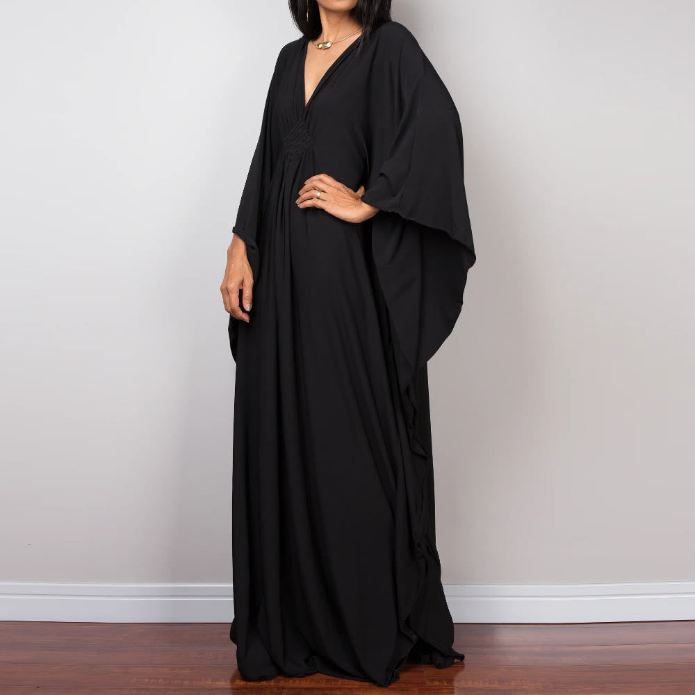 Vestido caftán con diseño tejido y camisa de protección solar de Olivenorma Beach