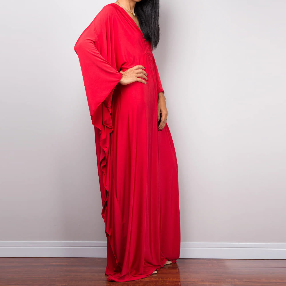 Vestido caftán con diseño tejido y camisa de protección solar de Olivenorma Beach