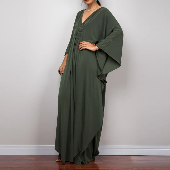 Vestido caftán con diseño tejido y camisa de protección solar de Olivenorma Beach