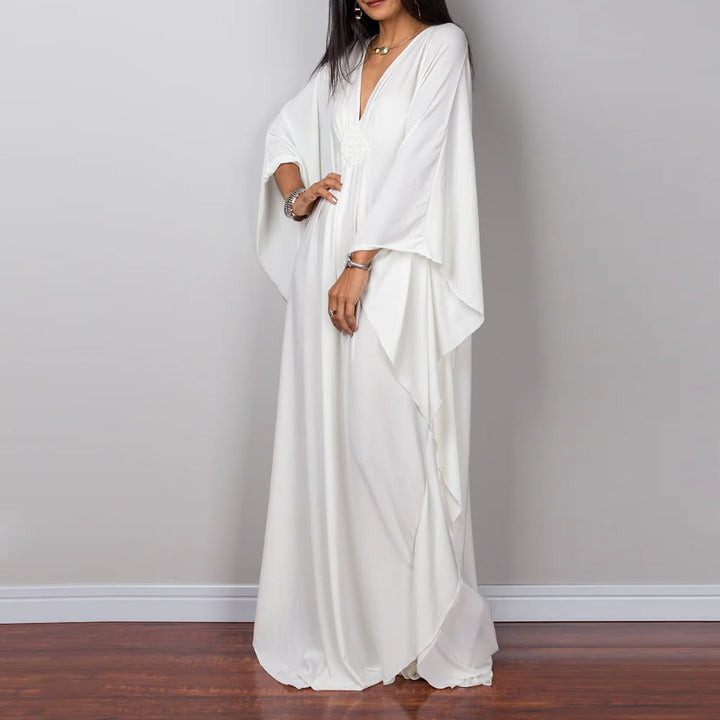 Vestido caftán con diseño tejido y camisa de protección solar de Olivenorma Beach