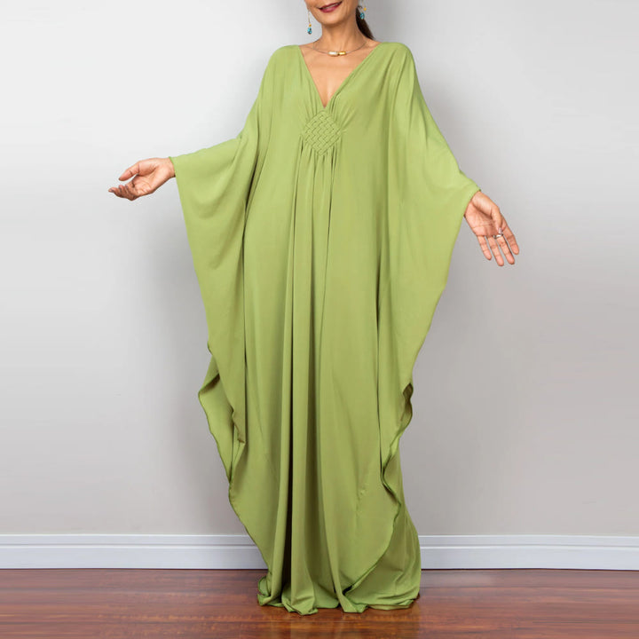 Vestido caftán con diseño tejido y camisa de protección solar de Olivenorma Beach