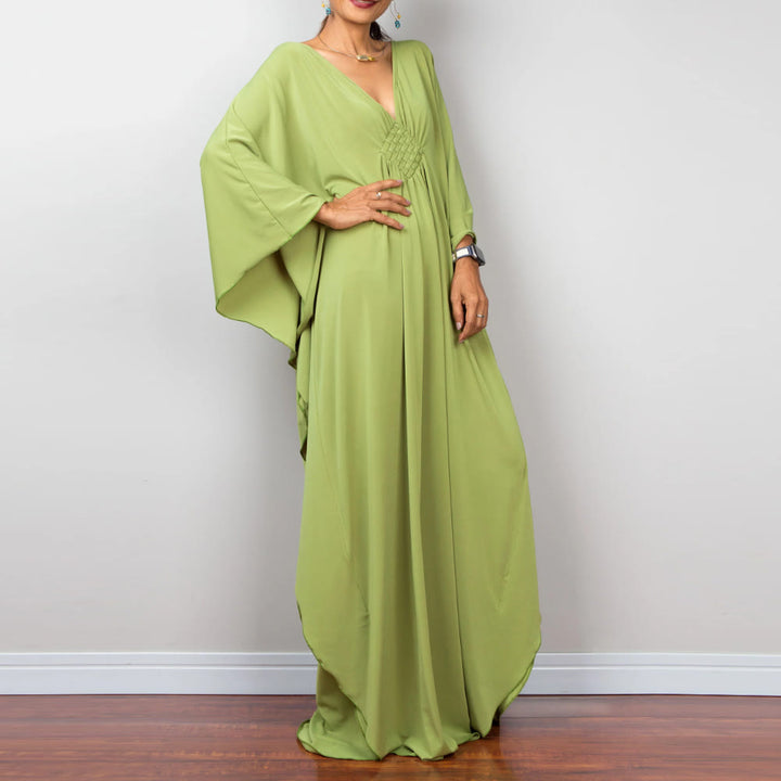 Vestido caftán con diseño tejido y camisa de protección solar de Olivenorma Beach