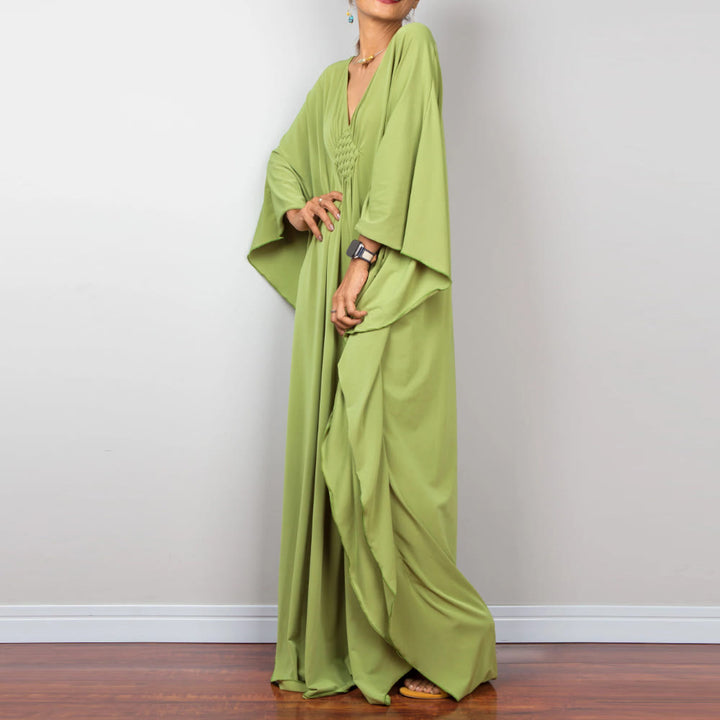 Vestido caftán con diseño tejido y camisa de protección solar de Olivenorma Beach