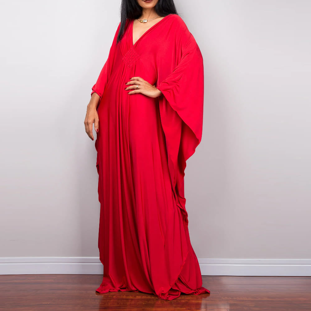 Vestido caftán con diseño tejido y camisa de protección solar de Olivenorma Beach