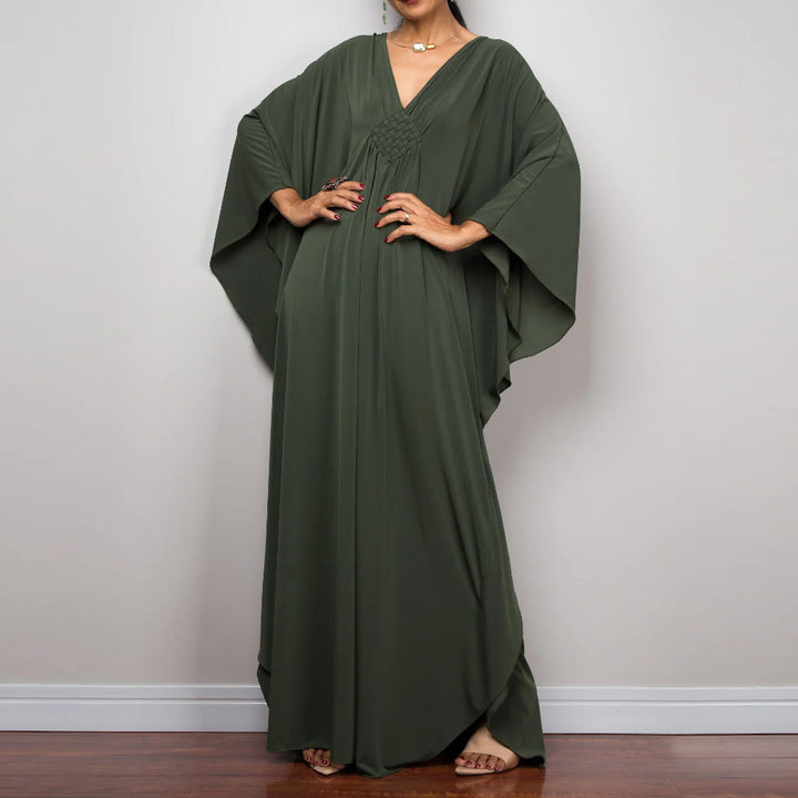 Vestido caftán con diseño tejido y camisa de protección solar de Olivenorma Beach