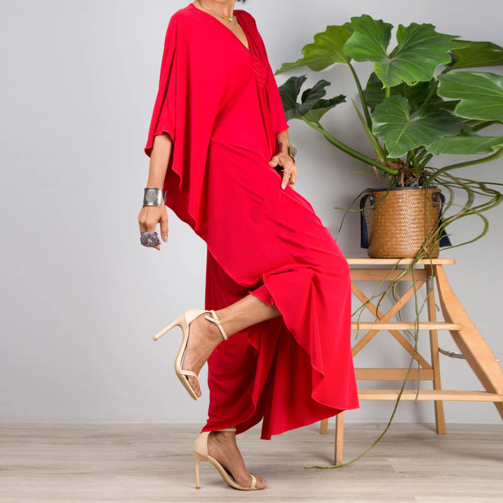 Vestido caftán con diseño tejido y camisa de protección solar de Olivenorma Beach