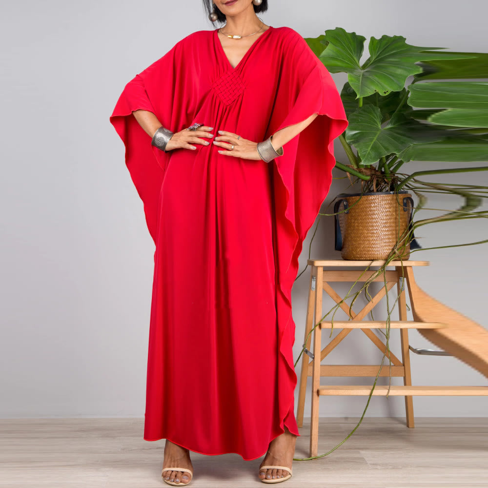 Vestido caftán con diseño tejido y camisa de protección solar de Olivenorma Beach