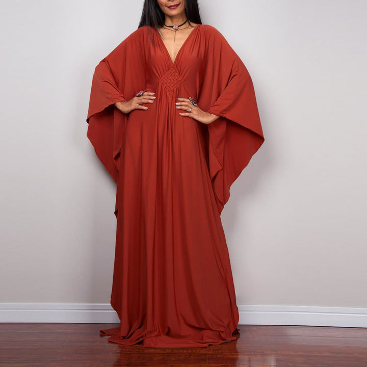 Vestido caftán con diseño tejido y camisa de protección solar de Olivenorma Beach