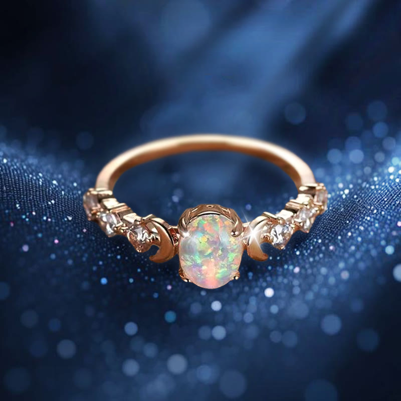 Anillo de ópalo tejido con luna de Olivenorma Selene - image 5