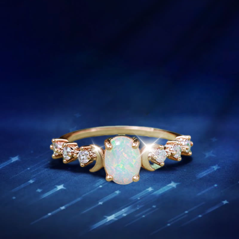 Anillo de ópalo tejido con luna de Olivenorma Selene - Estados Unidos 12 - image 1
