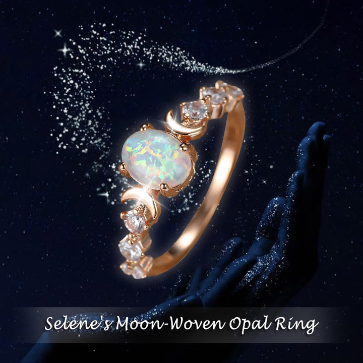 Anillo de ópalo tejido con luna de Olivenorma Selene - image 3