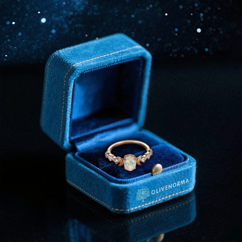 Anillo de ópalo tejido con luna de Olivenorma Selene - image 4