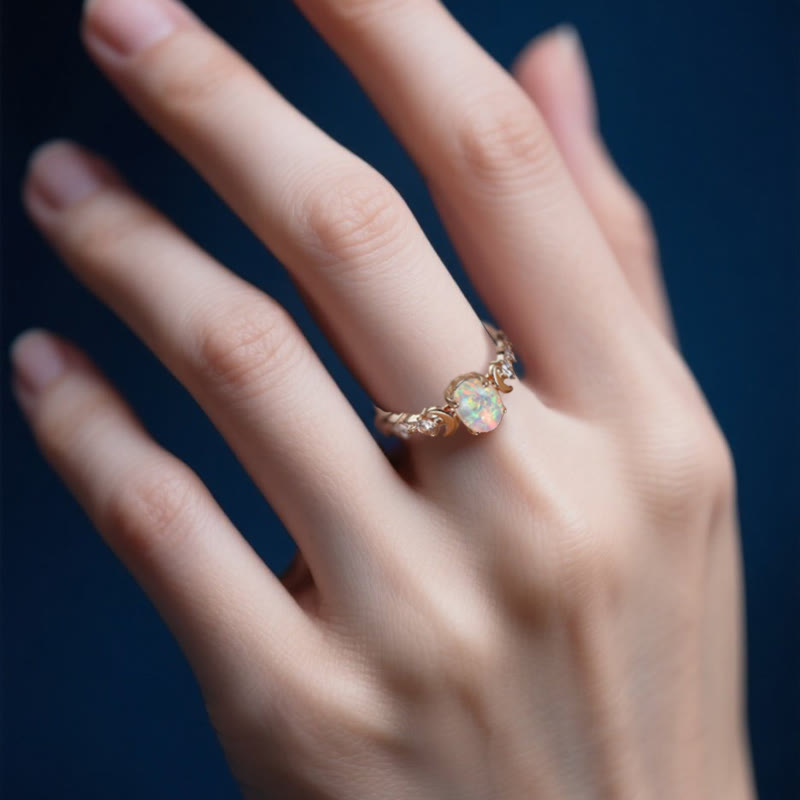 Anillo de ópalo tejido con luna de Olivenorma Selene - image 2