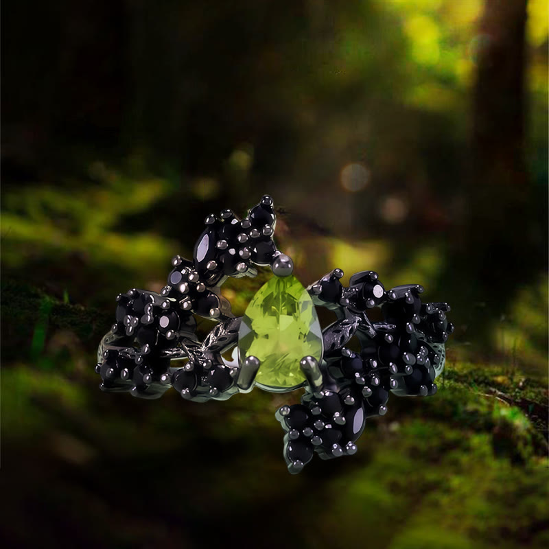 Anillo de Afrodita de Olivenorma Bloom - Peridoto y obsidiana - image 1