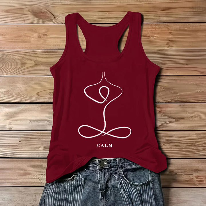 Camiseta de yoga Olivenorma "CALMA" y "RESPIRACIÓN" Camiseta sin mangas espiritual - CALMA - Rojo - 3XL - image 9