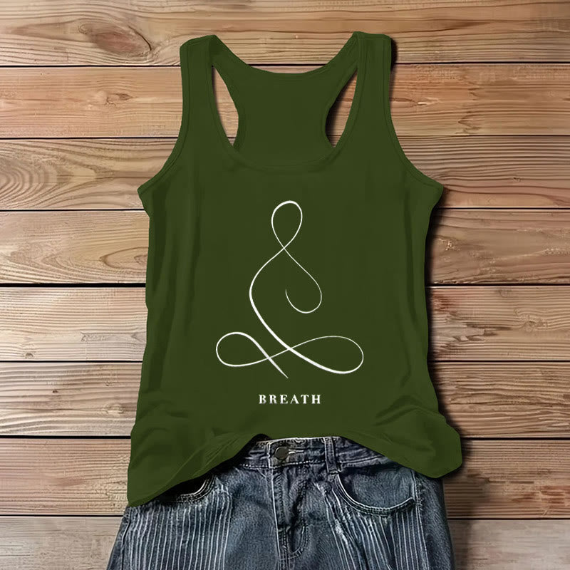 Camiseta de yoga Olivenorma "CALMA" y "RESPIRACIÓN" Camiseta sin mangas espiritual - ALIENTO - Verde - 3XL - image 21