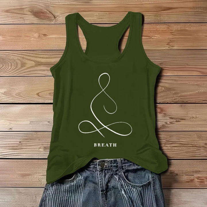 Camiseta de yoga Olivenorma "CALMA" y "RESPIRACIÓN" Camiseta sin mangas espiritual - ALIENTO - Verde - 3XL - image 21